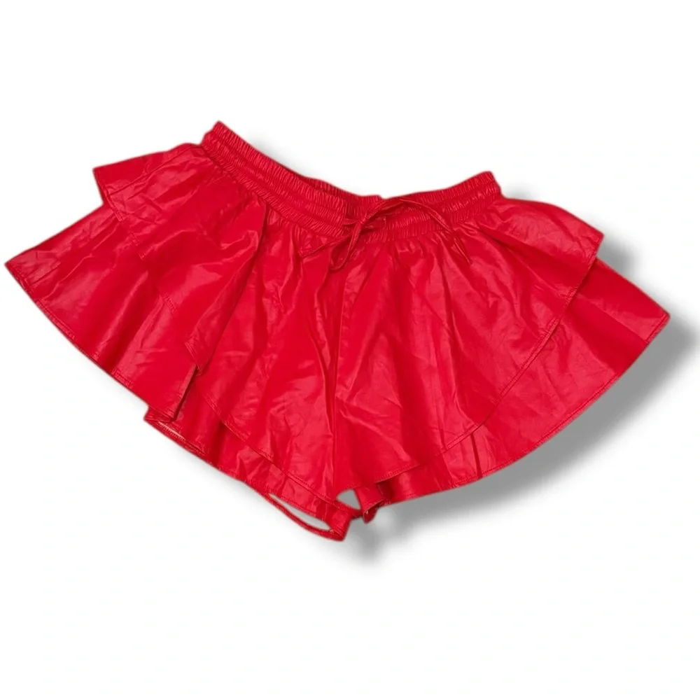 American Threads Piper Red Ruffle Shorts - Picture 1 of 2